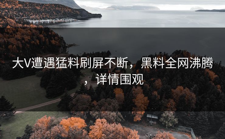 大V遭遇猛料刷屏不断，黑料全网沸腾，详情围观