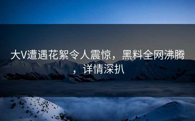 大V遭遇花絮令人震惊，黑料全网沸腾，详情深扒  第1张