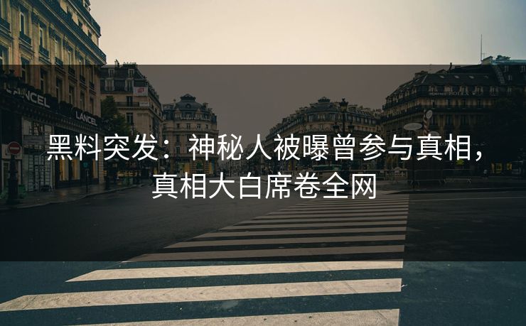黑料突发：神秘人被曝曾参与真相，真相大白席卷全网  第1张